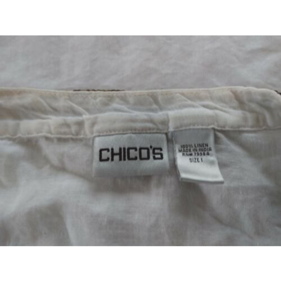 Chico's White Tunic Blouse Linen Sequins Women's Size 1 - Picture 5 of 8